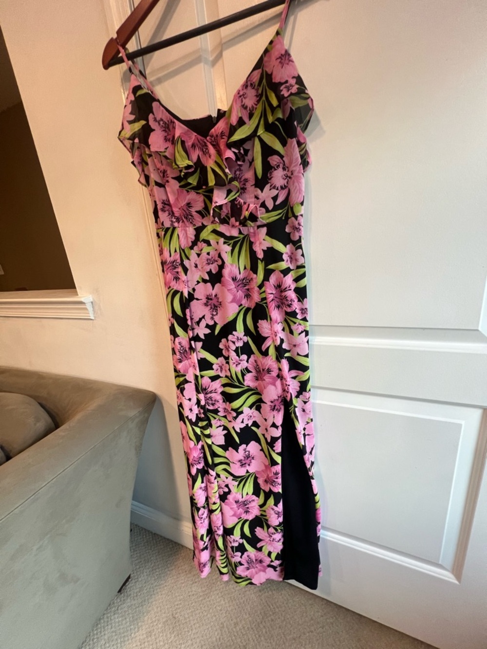 Bar III Maxi Dress with Pink Floral Print szM - Picture 15 of 15